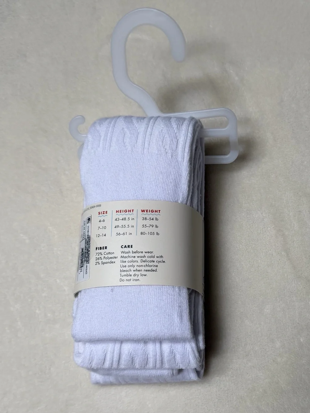Cat & Jack White Cable-Knit Cotton Tights - 2 Pairs